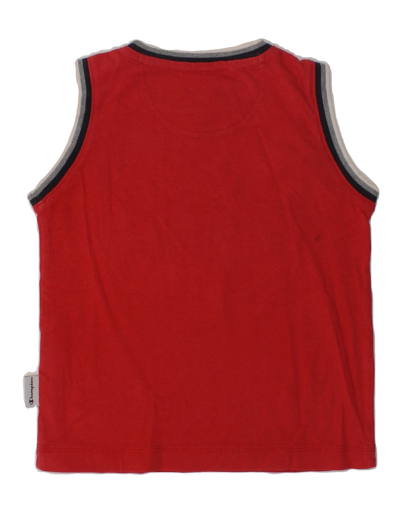 CHAMPION Boys Graphic Vest Top 3-4 Years 2XS Red Cotton | Vintage Champion | Thrift | Second-Hand Champion | Used Clothing | Messina Hembry 