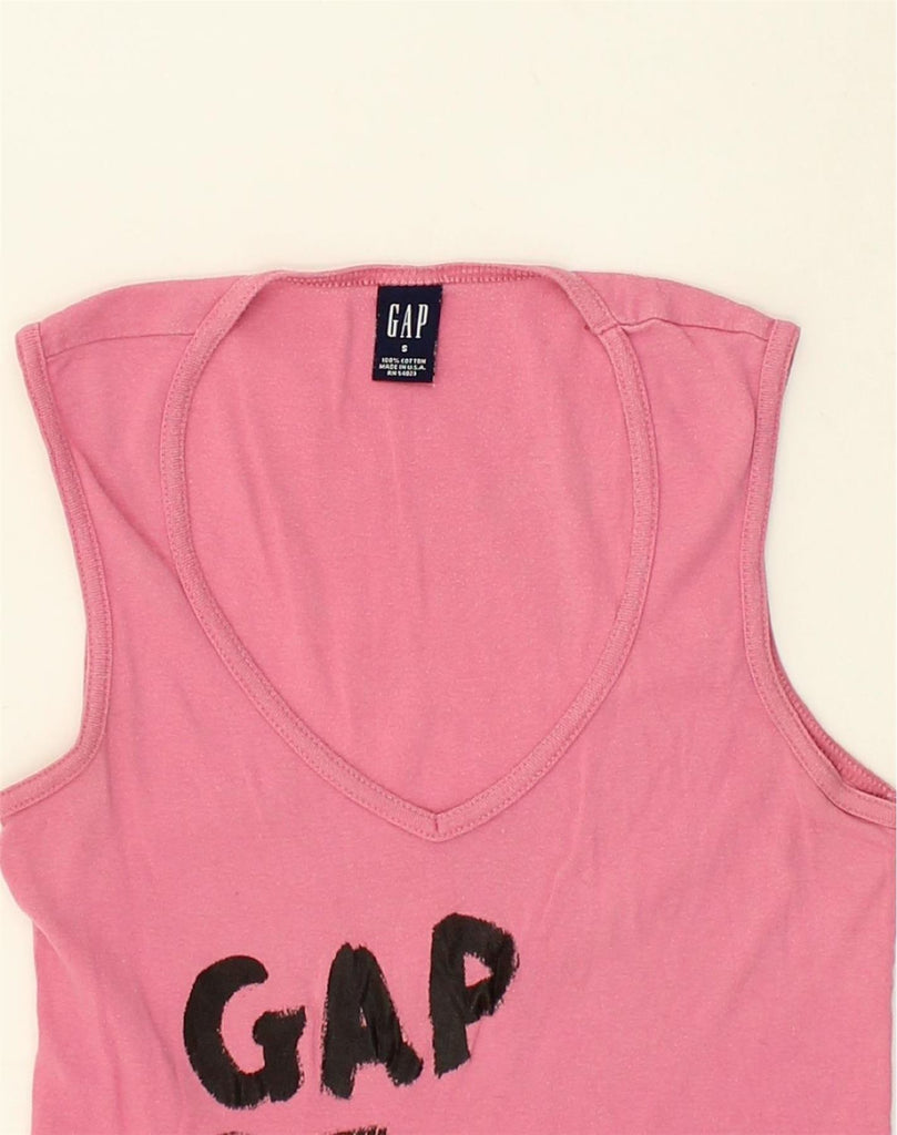 GAP Womens Graphic Vest Top UK 8 Small Pink Cotton | Vintage Gap | Thrift | Second-Hand Gap | Used Clothing | Messina Hembry 