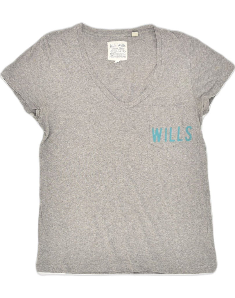 JACK WILLS Womens Graphic T-Shirt Top UK 8 Small Grey Cotton | Vintage Jack Wills | Thrift | Second-Hand Jack Wills | Used Clothing | Messina Hembry 