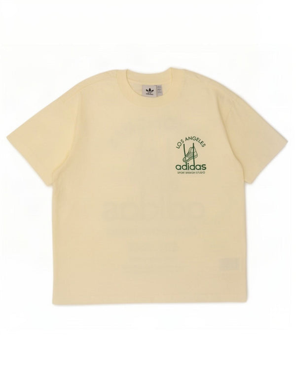 Adidas Mens Loose Fit Graphic T-Shirt Top XS Yellow Cotton