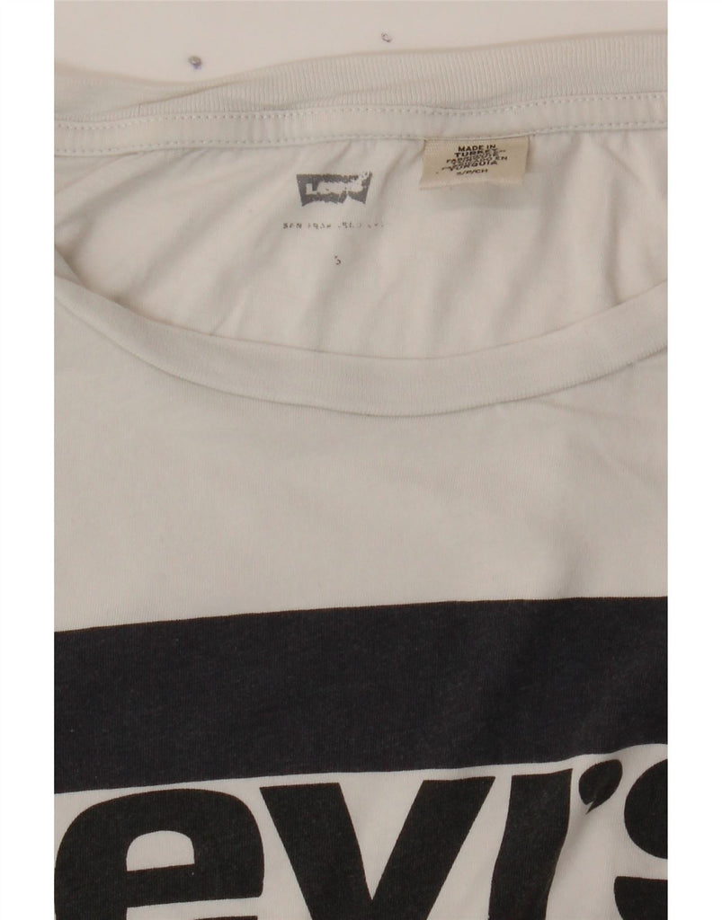 LEVI'S Womens Graphic T-Shirt Top UK 10 Small White Cotton Vintage Levi's and Second-Hand Levi's from Messina Hembry 