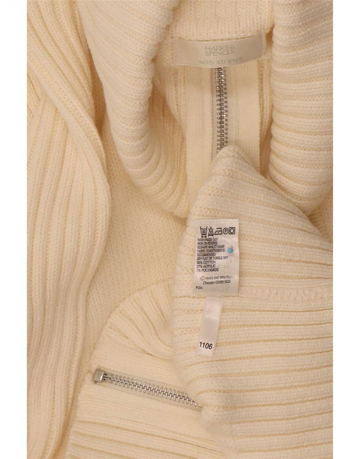 Marks & Spencer Womens Full Zip Cardigan Sweater UK 16 Large Off White