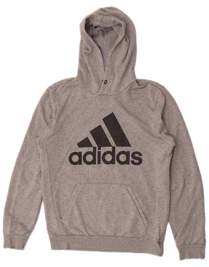 Adidas Mens Graphic Hoodie Jumper Small Grey Cotton