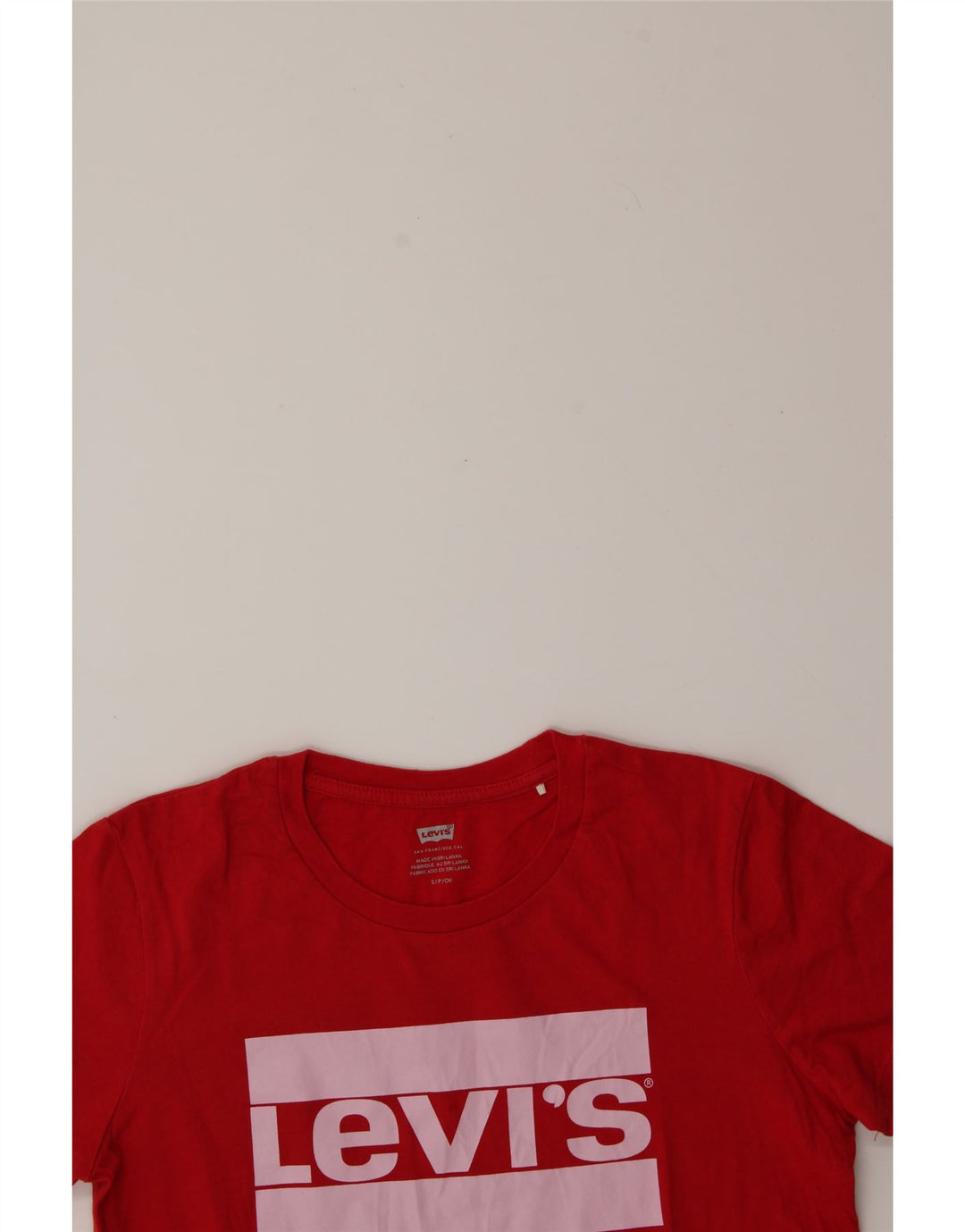 LEVI'S Womens Graphic T-Shirt Top UK 10 Small Red Vintage Levi's and Second-Hand Levi's from Messina Hembry 