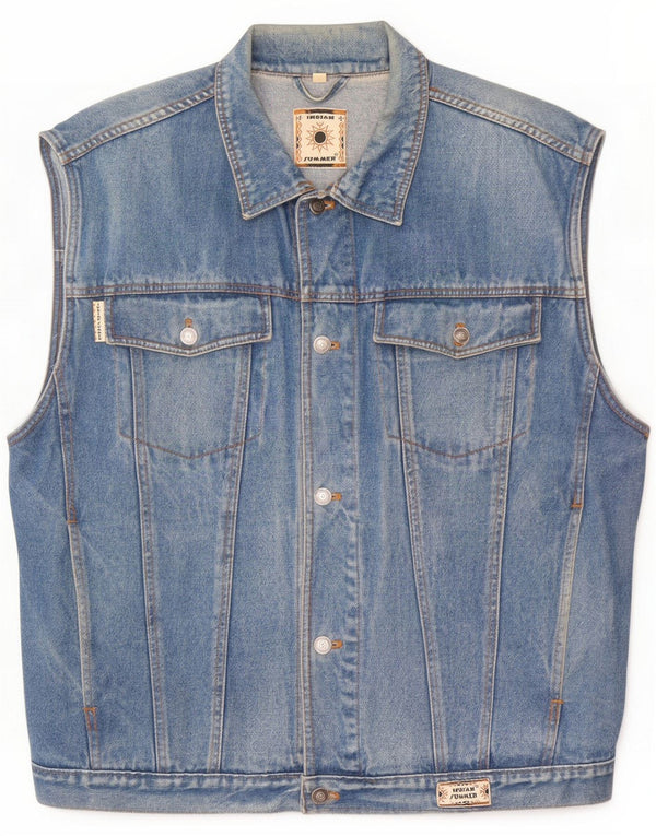 Vintage Mens Denim Gilet UK 40 Large Blue