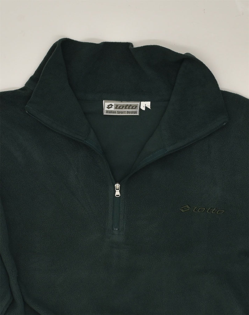 LOTTO Mens Zip Neck Fleece Jumper 2XL Green Polyester | Vintage Lotto | Thrift | Second-Hand Lotto | Used Clothing | Messina Hembry 