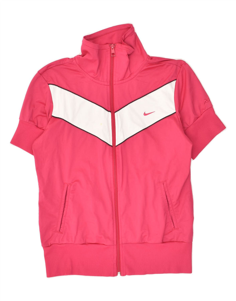 NIKE Womens Short Sleeve Tracksuit Top Jacket UK 14 Medium Pink | Vintage Nike | Thrift | Second-Hand Nike | Used Clothing | Messina Hembry 