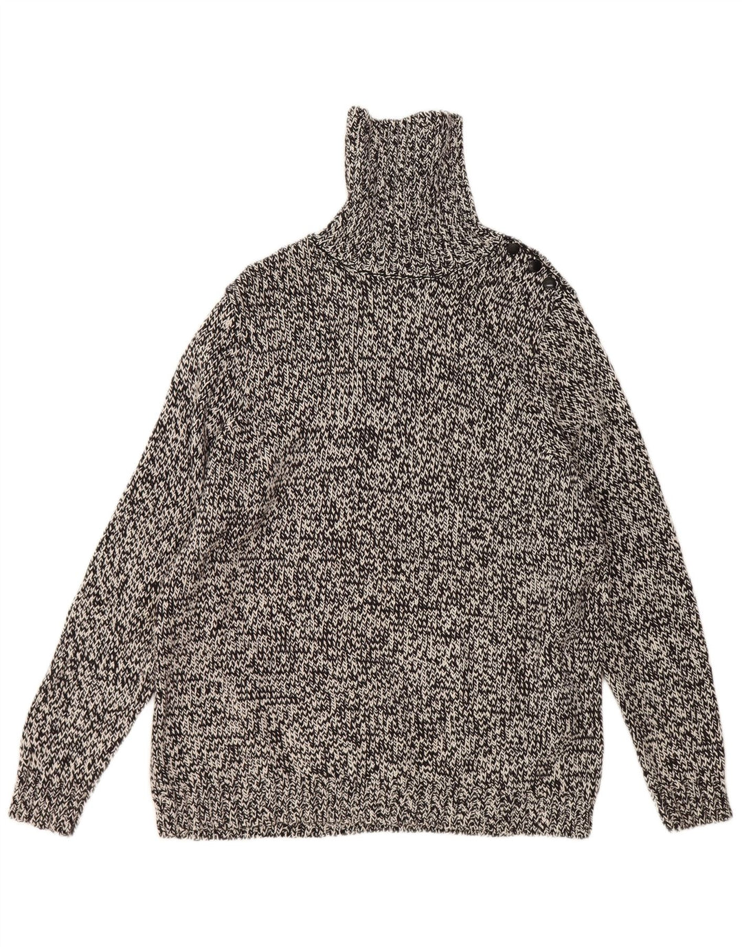 Chaps Womens Roll Neck Jumper Sweater UK 18 XL Black Flecked Cotton