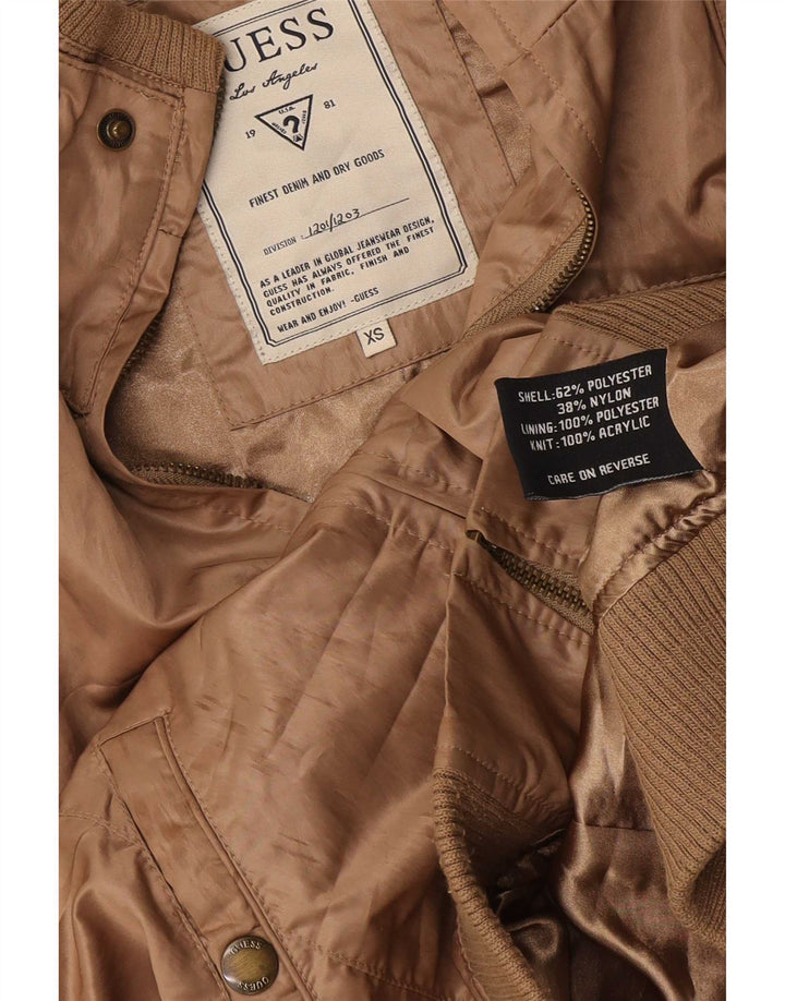 Guess Womens Bomber Jacket UK 6 XS Brown Polyester
