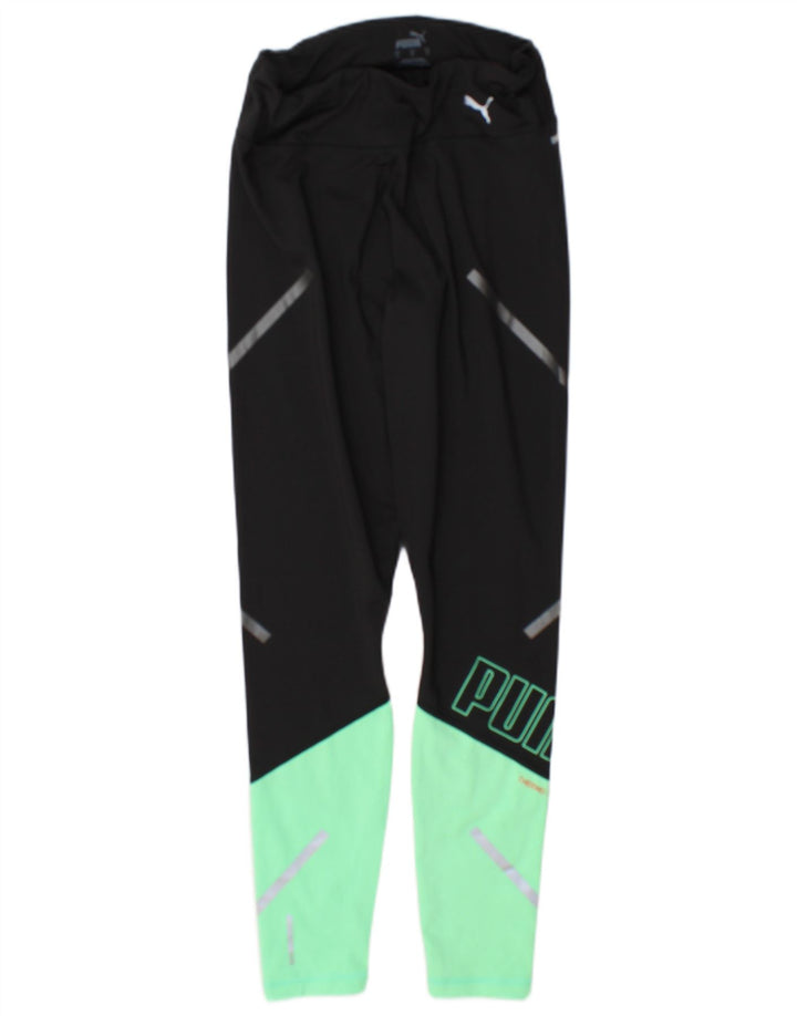 Puma Womens Graphic Leggings UK 10 Small Black Colourblock Polyester