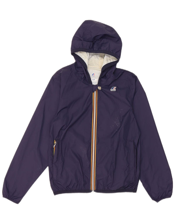 K-Way Boys Hooded Rain Jacket 11-12 Years Navy Blue Nylon