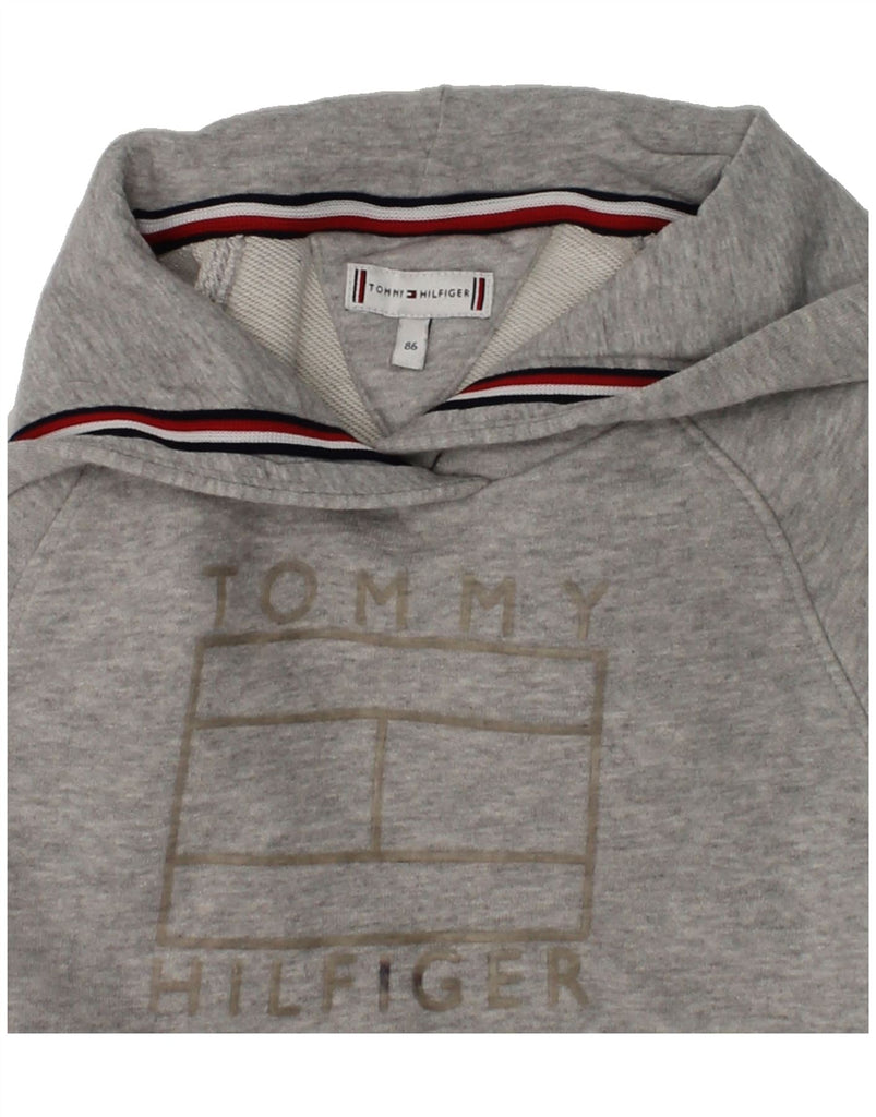 TOMMY HILFIGER Baby Girls Graphic Hooded Jumper Dress 12-18 Months Grey | Vintage Tommy Hilfiger | Thrift | Second-Hand Tommy Hilfiger | Used Clothing | Messina Hembry 