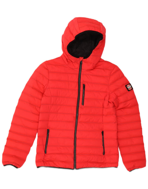 Superdry Womens Hooded Padded Jacket UK 10 Small Red Polyester