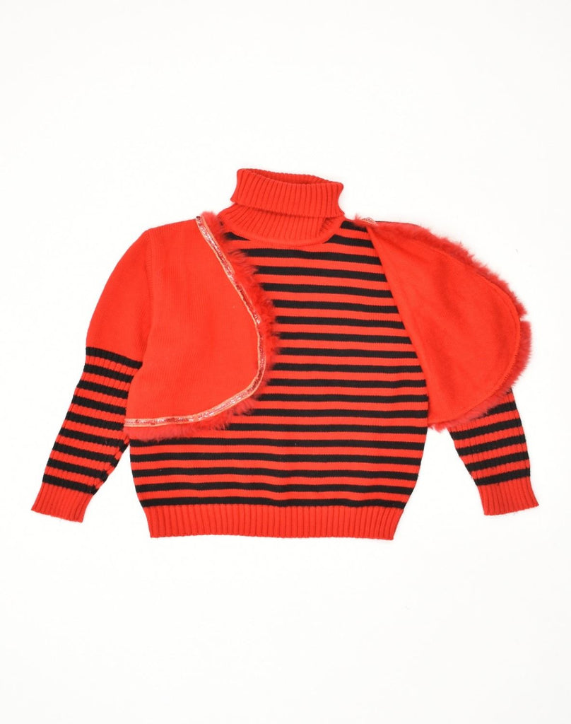 VINTAGE Womens Roll Neck Jumper Sweater UK 10 Small Red Striped Cotton | Vintage Vintage | Thrift | Second-Hand Vintage | Used Clothing | Messina Hembry 