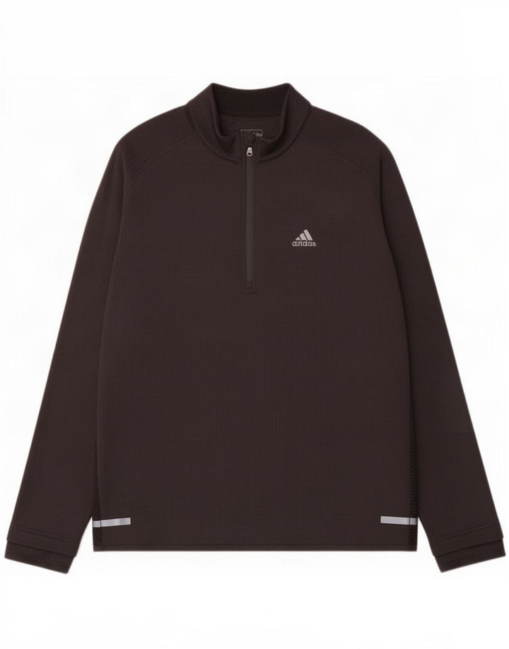Adidas Mens Climaheat Zip Neck Pullover Tracksuit Top XL Black Polyester