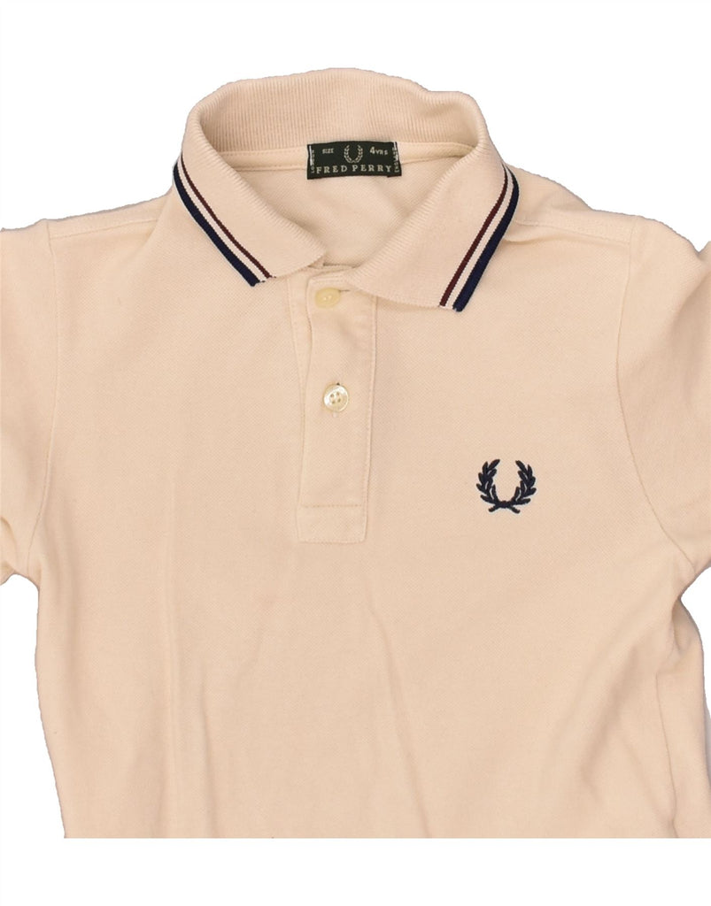 FRED PERRY Boys Long Sleeve Polo Shirt 3-4 Years Off White Cotton | Vintage Fred Perry | Thrift | Second-Hand Fred Perry | Used Clothing | Messina Hembry 