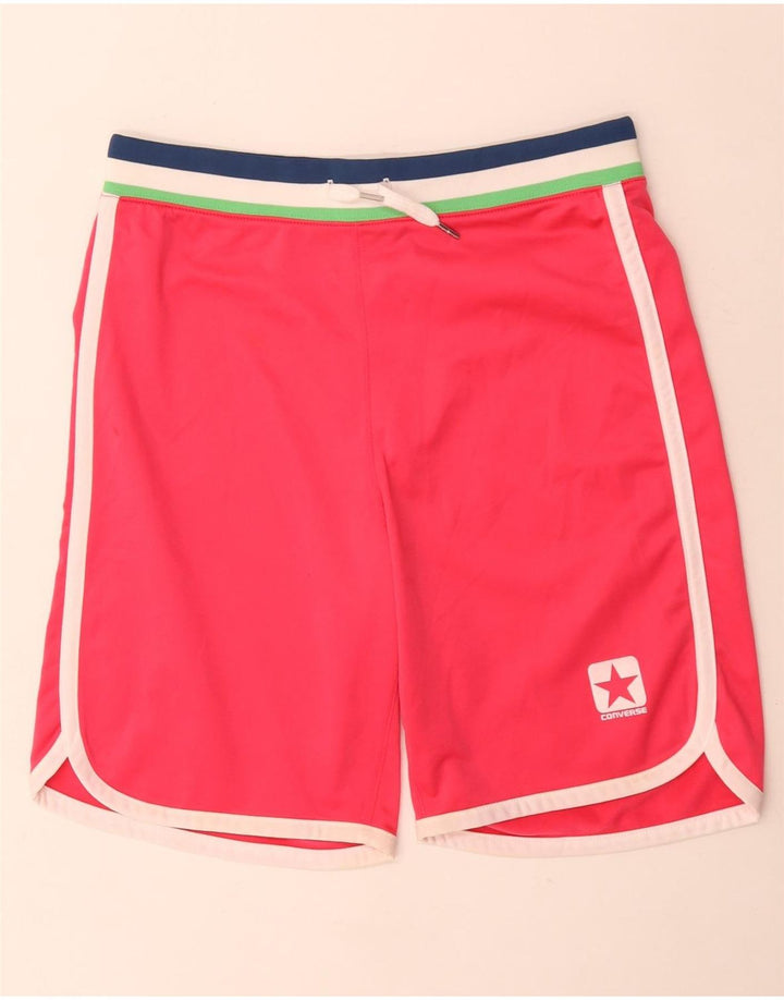 Converse Womens Sport Shorts UK 14 Large Pink Striped Polyester