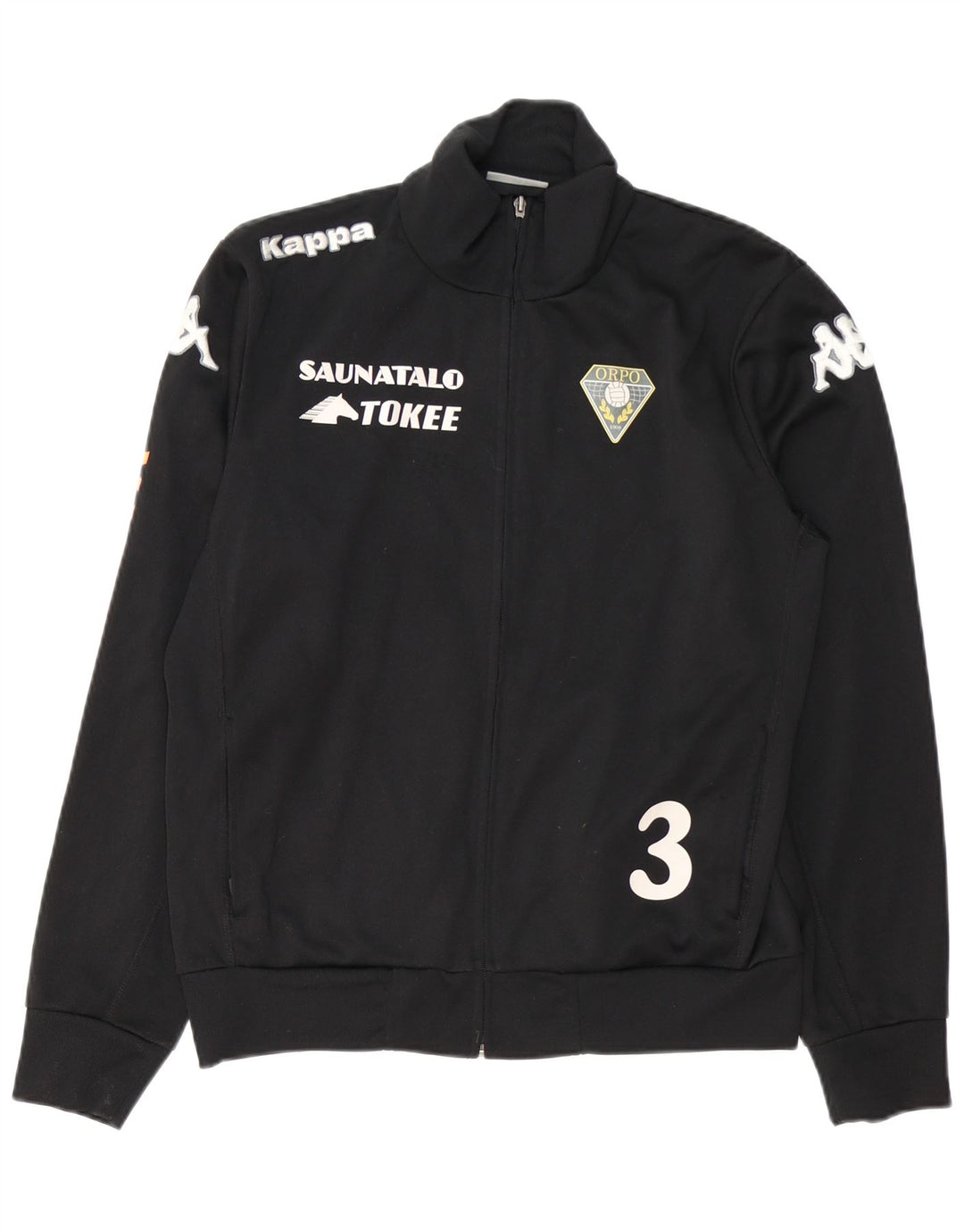 KAPPA Mens Graphic Tracksuit Top Jacket Medium Black Polyester