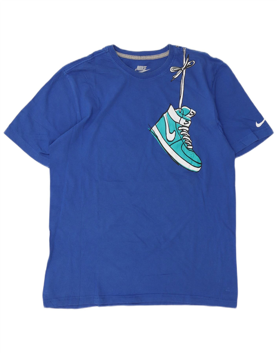 NIKE Mens Regular Fit Graphic T-Shirt Top Large Blue Cotton