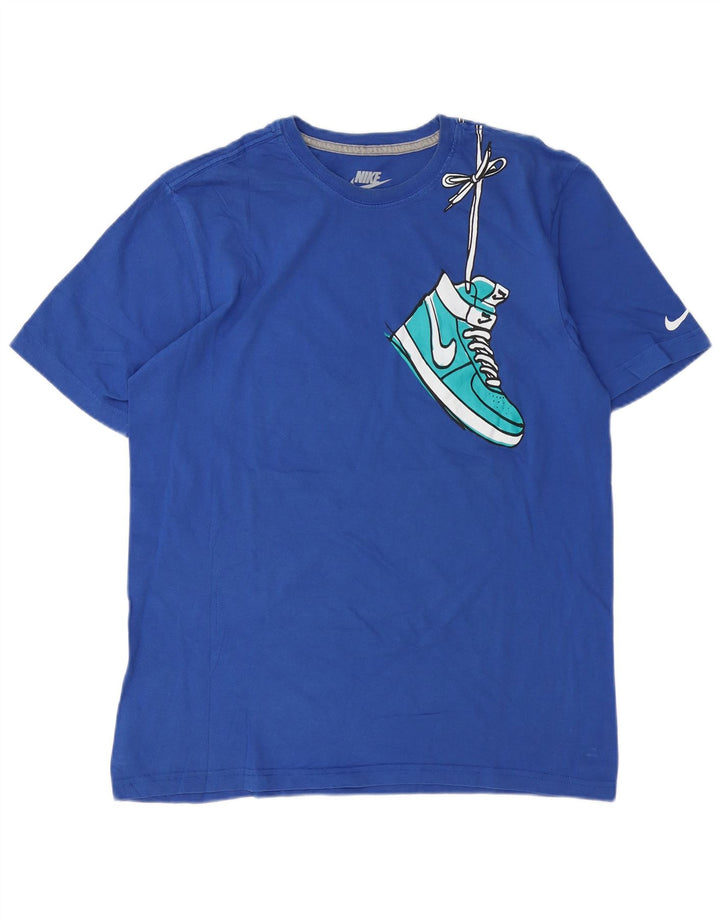 NIKE Mens Regular Fit Graphic T-Shirt Top Large Blue Cotton