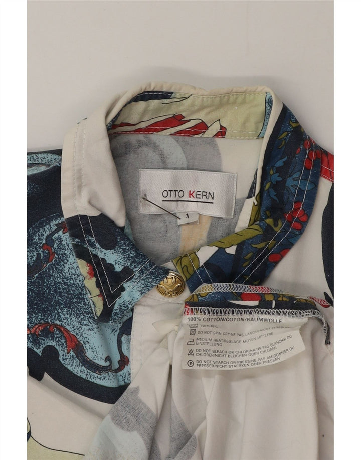 Otto Kern Womens UK 12 Medium White Floral Cotton