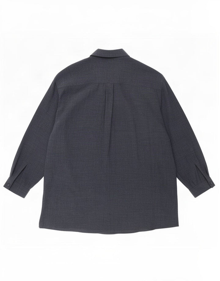 Benetton Womens Longline Shirt UK 16 Large Navy Blue Polyester