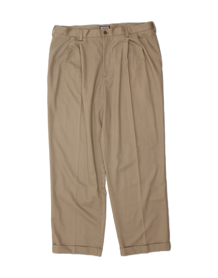 IZOD Mens Pegged Casual Trousers W38 L32 Beige Cotton Vintage Izod and Second-Hand Izod from Messina Hembry 