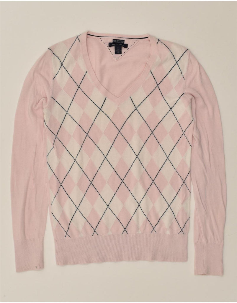 TOMMY HILFIGER Womens V-Neck Jumper Sweater UK 10 Small Pink | Vintage Tommy Hilfiger | Thrift | Second-Hand Tommy Hilfiger | Used Clothing | Messina Hembry 