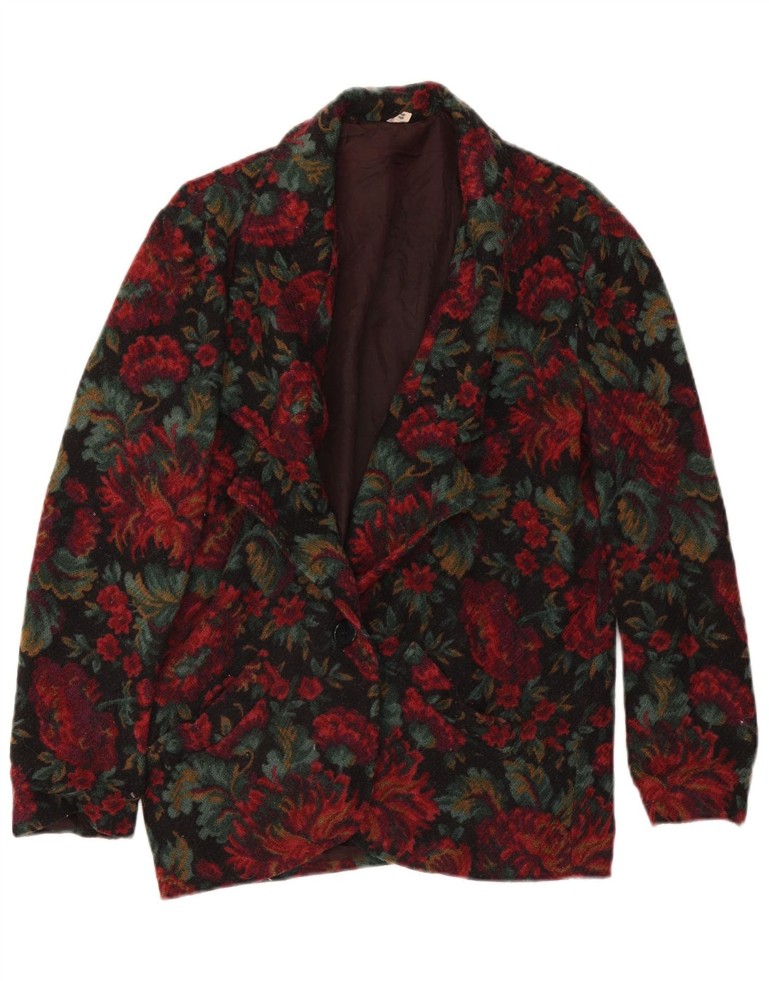 Vintage Womens 1 Button Blazer Jacket IT 44 Medium Multicoloured Floral