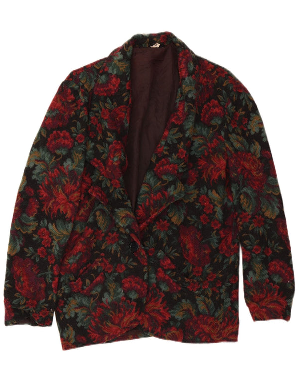 Vintage Womens 1 Button Blazer Jacket IT 44 Medium Multicoloured Floral