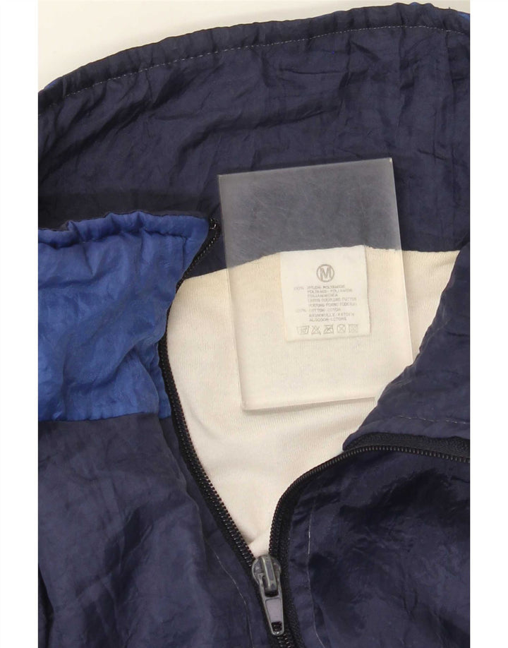 Vintage Mens Loose Fit Tracksuit Top Jacket Medium Blue Colourblock