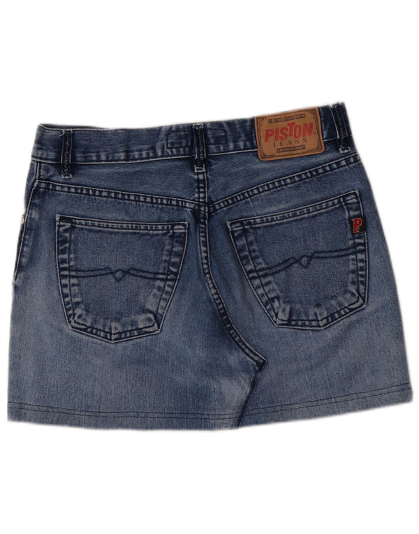 Vintage Womens Mini Denim Skirt W33 Large Blue Cotton