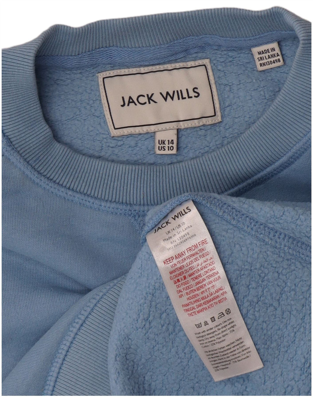 Jack Wills Womens Sweatshirt Jumper UK 14 Large Blue Cotton