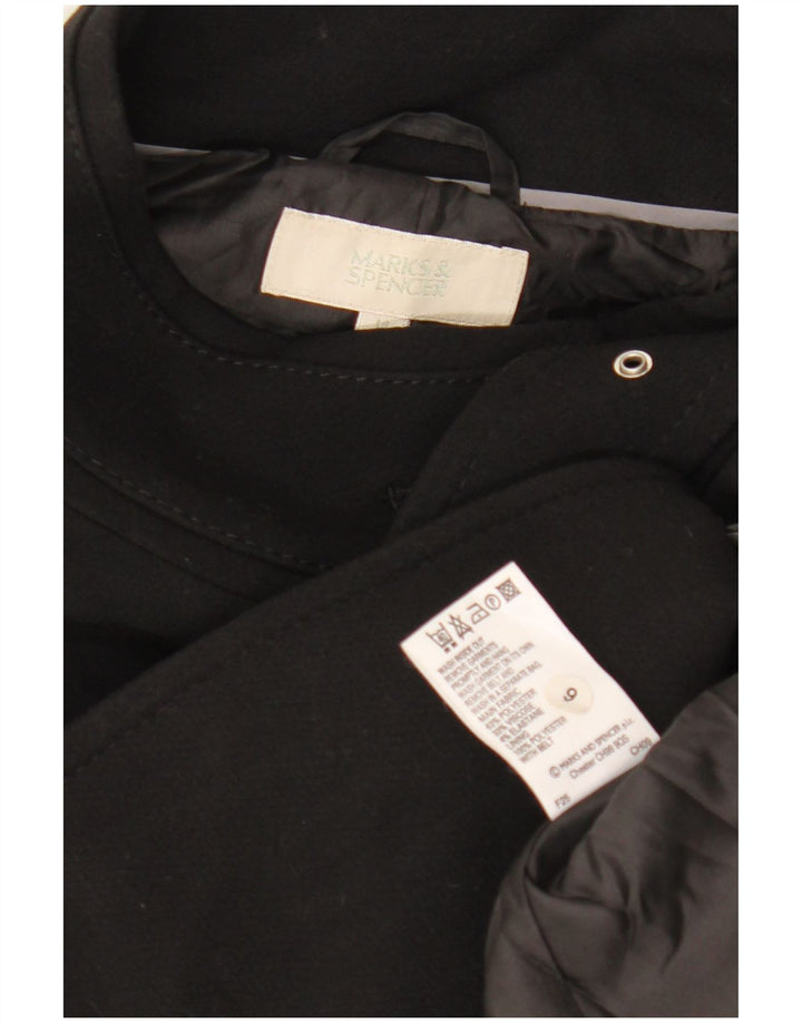 MARKS & SPENCER Womens Overcoat UK 14 Medium Black Polyester