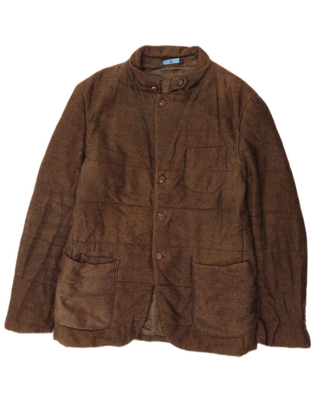 Massimo Dutti Mens Padded Jacket EU 48 Medium Brown Flecked Cotton