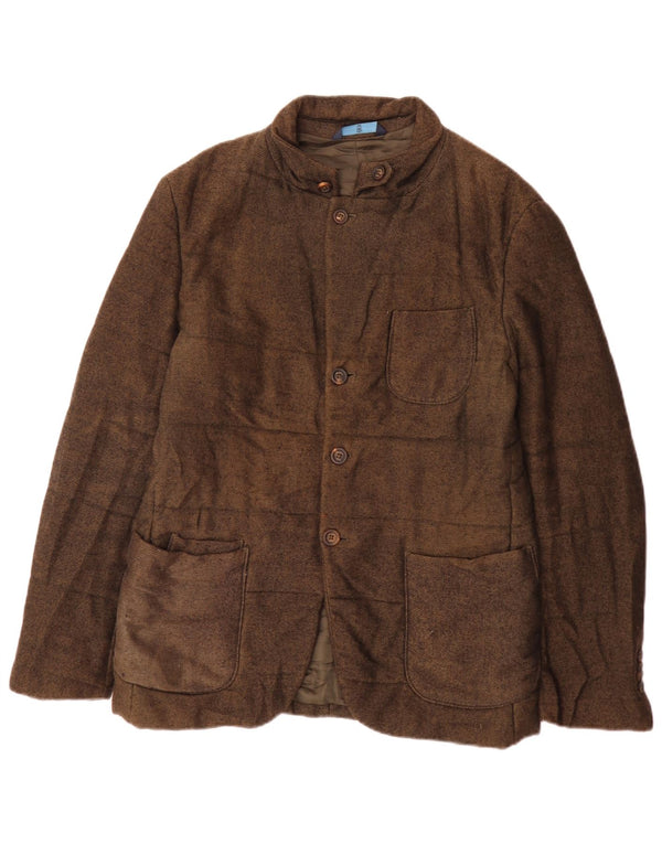 Massimo Dutti Mens Padded Jacket EU 48 Medium Brown Flecked Cotton