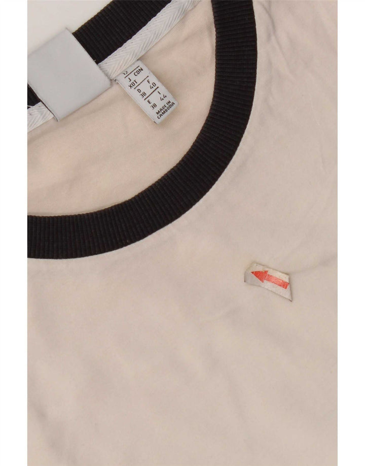Adidas Womens T-Shirt Top UK 12 Medium White Cotton