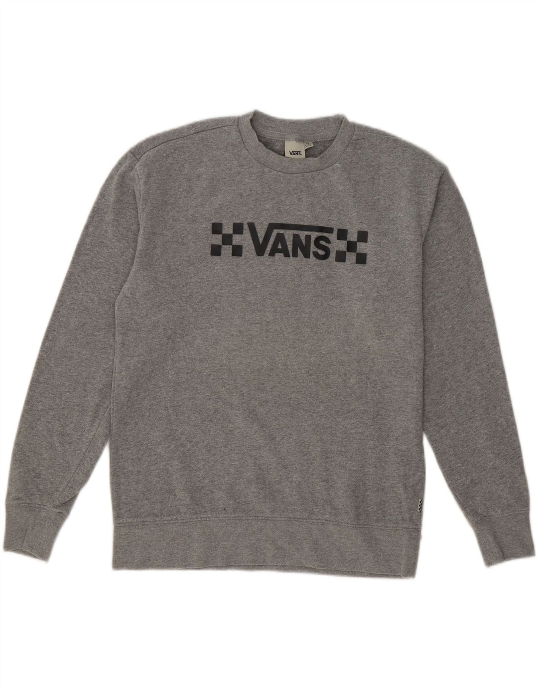 VANS Womens Graphic Oversized Sweatshirt Jumper UK 6 XS Grey Cotton Vintage Vans and Second-Hand Vans from Messina Hembry 