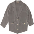 CREA Womens 3 Button Blazer Jacket UK 12 Medium Grey Pinstripe Rayon Vintage Crea and Second-Hand Crea from Messina Hembry 