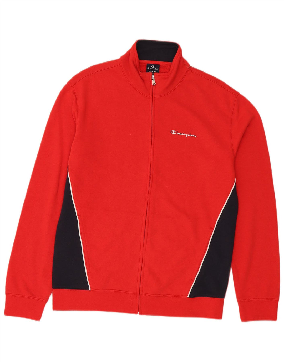 Champion Mens Tracksuit Top Jacket Medium Red Colourblock Cotton