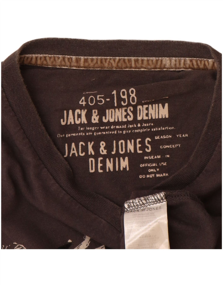 Jack & Jones Mens Graphic T-Shirt Top Small Grey Cotton