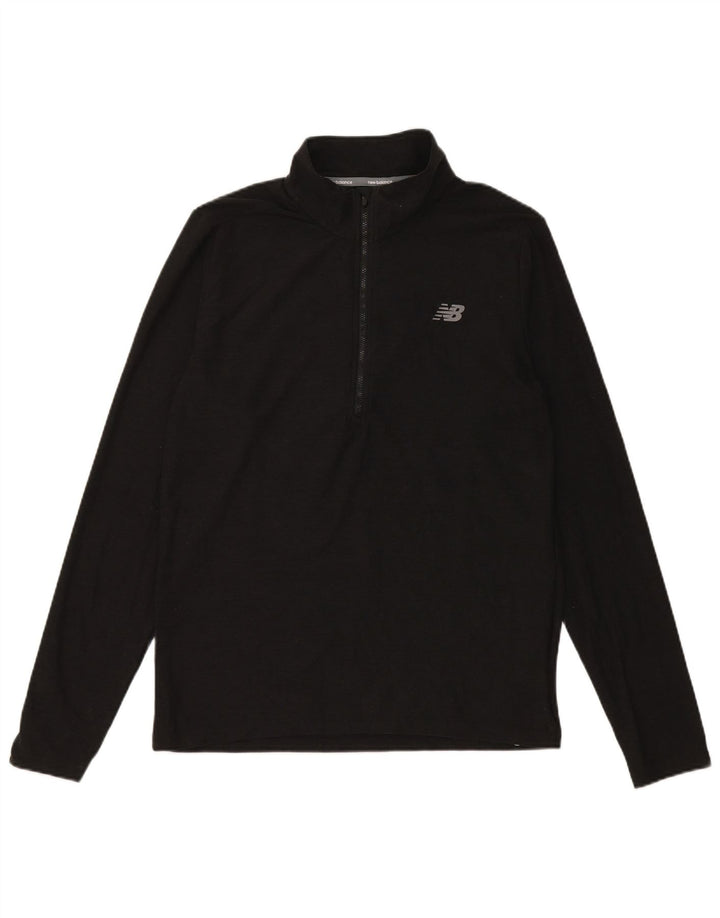 New Balance Mens Zip Neck Pullover Tracksuit Top Medium Black Flecked