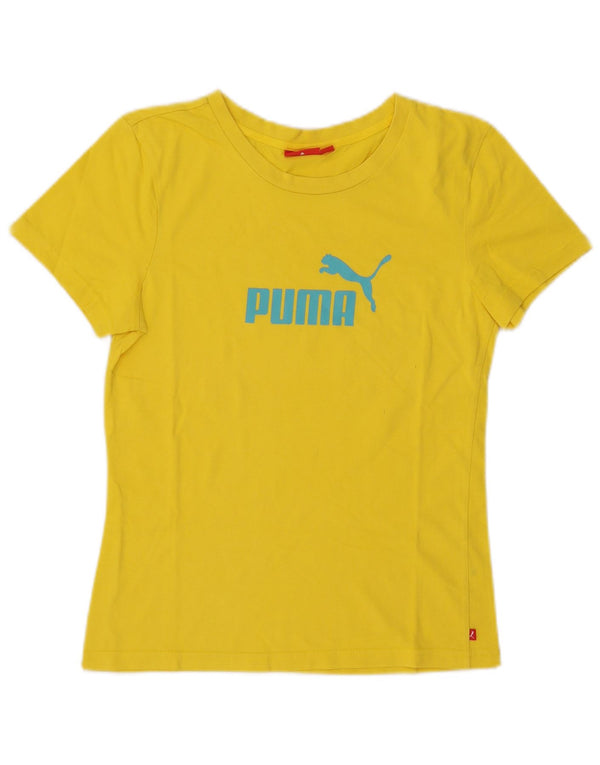 Puma Womens Graphic T-Shirt Top UK 14 Medium Yellow