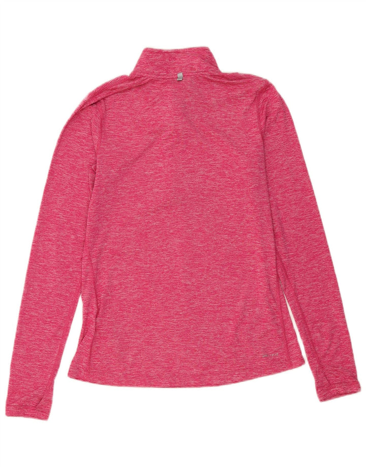 Nike Womens Zip Neck Pullover Tracksuit Top UK 10 Small Pink Polyester