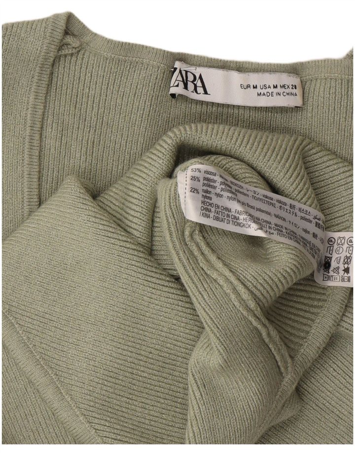 Zara Womens Long Sleeve Bodysuit UK 8 Small Khaki Viscose