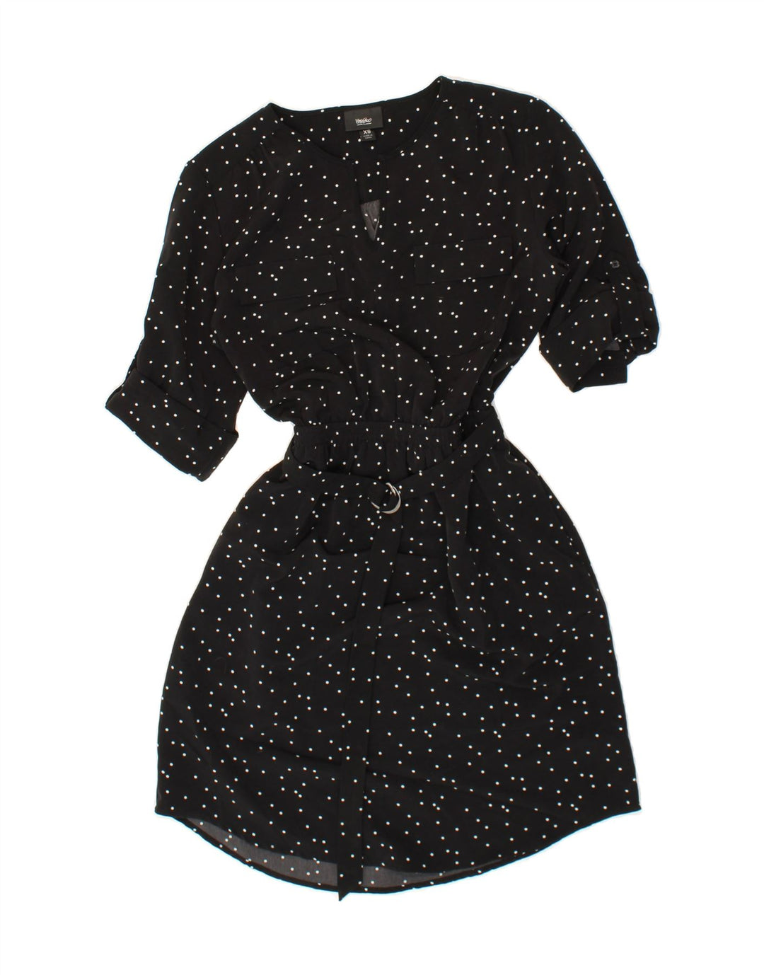 MOSSIMO Womens 3/4 Sleeve A-Line Dress UK 6 XS Black Spotted Polyester Vintage Mossimo and Second-Hand Mossimo from Messina Hembry 