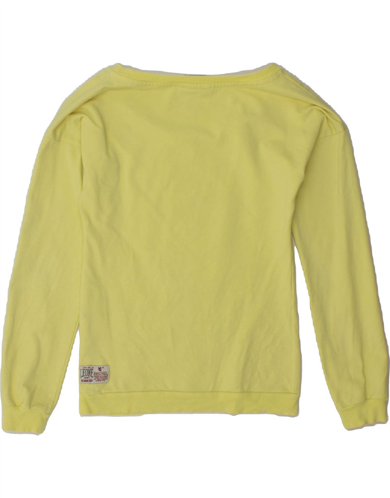VINTAGE Girls Graphic Sweatshirt Jumper 13-14 Years Medium Yellow Cotton Vintage Vintage and Second-Hand Vintage from Messina Hembry 