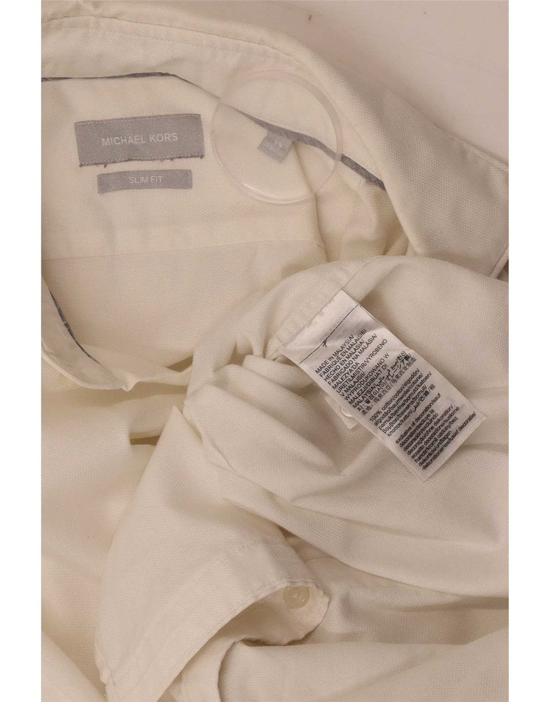 Michael Kors Mens Slim Fit Shirt Size 39 15 Medium White Cotton
