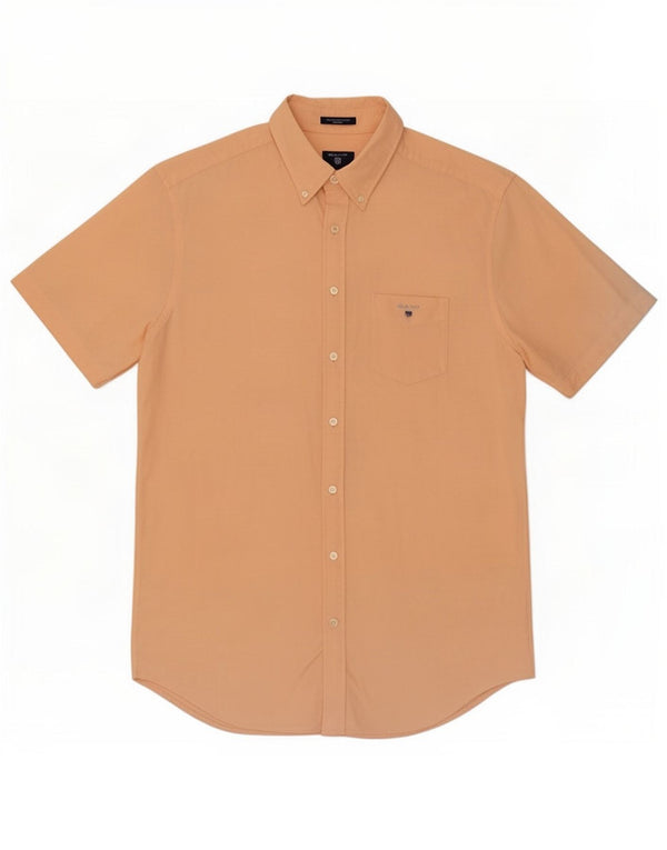 Gant Mens Short Sleeve Shirt Size 41/42 16 1/2 Large Orange Cotton
