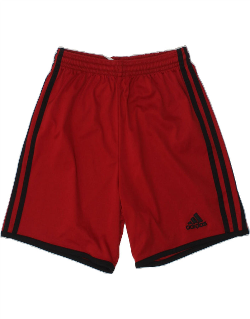 ADIDAS Boys Climalite Graphic Sport Shorts 9-10 Years 2XS Red Polyester | Vintage Adidas | Thrift | Second-Hand Adidas | Used Clothing | Messina Hembry 